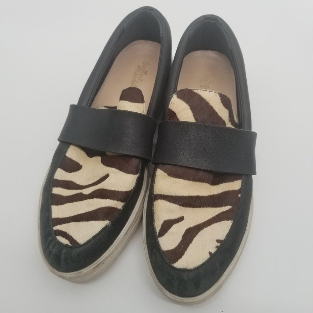 Loeffler Randall | Irini Slip On Leather & Zebra Print Calf Hair Loafers - 10